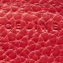 Celine Red Logo Embossed Leather Continental Flap Wallet