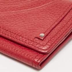 Celine Red Logo Embossed Leather Continental Flap Wallet