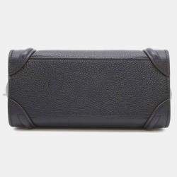 Pre Owned Celine Black Drummed Calf Leather Nano Luggage Tote Bag