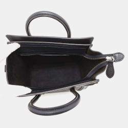 Pre Owned Celine Black Drummed Calf Leather Nano Luggage Tote Bag