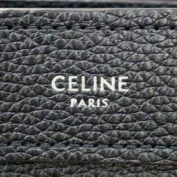Pre Owned Celine Black Drummed Calf Leather Nano Luggage Tote Bag