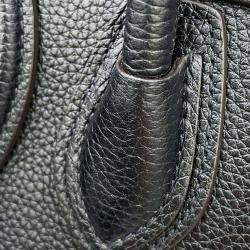 Pre Owned Celine Black Drummed Calf Leather Nano Luggage Tote Bag