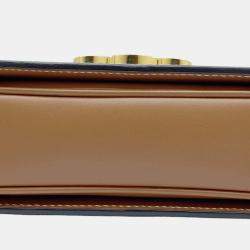 Pre Owned Celine Tan Brown Canvas Leather Teen Triomphe Crossbody Bag