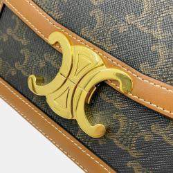 Pre Owned Celine Tan Brown Canvas Leather Teen Triomphe Crossbody Bag