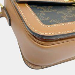 Pre Owned Celine Tan Brown Canvas Leather Teen Triomphe Crossbody Bag