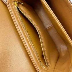 Pre Owned Celine Tan Brown Canvas Leather Teen Triomphe Crossbody Bag