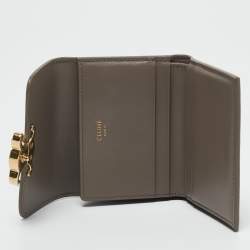 Celine Taupe Leather Triomphe Card Case