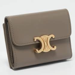 Celine Taupe Leather Triomphe Card Case
