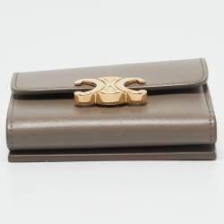 Celine Taupe Leather Triomphe Card Case