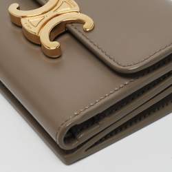 Celine Taupe Leather Triomphe Card Case