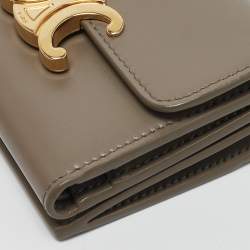 Celine Taupe Leather Triomphe Card Case