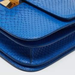 Celine Blue Python Medium Classic Box Shoulder Bag