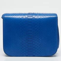 Celine Blue Python Medium Classic Box Shoulder Bag