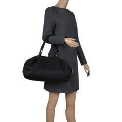 Pre Owned Celine Black Pebbled Leather Triple Zip Satchel