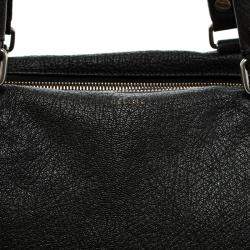 Pre Owned Celine Black Pebbled Leather Triple Zip Satchel