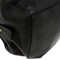 Pre Owned Celine Black Pebbled Leather Triple Zip Satchel