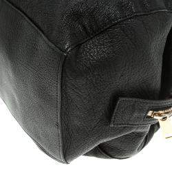 Pre Owned Celine Black Pebbled Leather Triple Zip Satchel