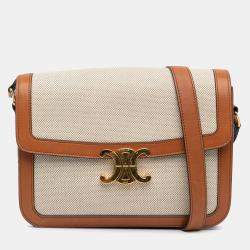 Celine Beige Teen Canvas Triomphe Crossbody