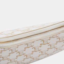 Celine Beige Triomphe Coated Canvas Ava Shoulder Bag