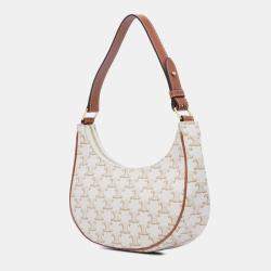 Celine Beige Triomphe Coated Canvas Ava Shoulder Bag