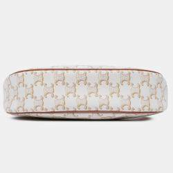 Celine Beige Triomphe Coated Canvas Ava Shoulder Bag
