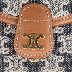 Celine Brown/Navy Blue Mini Triomphe Embroidered Canvas Besace Crossbody
