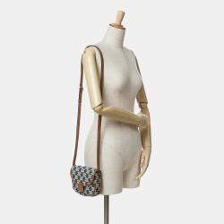 Celine Brown/Navy Blue Mini Triomphe Embroidered Canvas Besace Crossbody