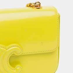 Celine Yellow Triomphe Calfskin Cuir Chain Shoulder Bag