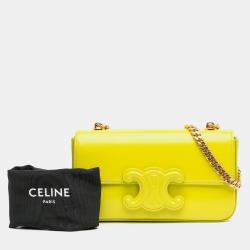 Celine Yellow Triomphe Calfskin Cuir Chain Shoulder Bag