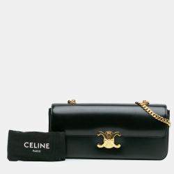 Celine Black Triomphe Calfskin Cuir Chain Shoulder Bag