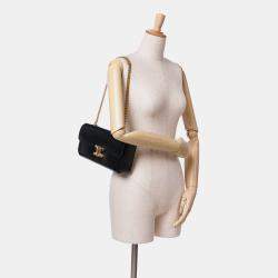 Celine Black Triomphe Calfskin Cuir Chain Shoulder Bag