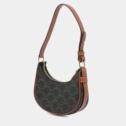 Celine Brown Mini Triomphe Coated Canvas Ava Shoulder Bag