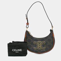 Celine Brown Mini Triomphe Coated Canvas Ava Shoulder Bag