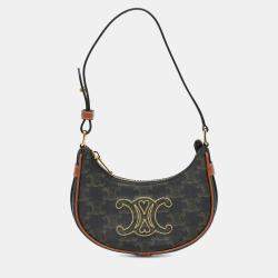 Celine Brown Mini Triomphe Coated Canvas Ava Shoulder Bag