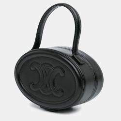 Celine Black Calfskin Cuir Triomphe Oval Handbag