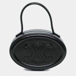 Celine Black Calfskin Cuir Triomphe Oval Handbag