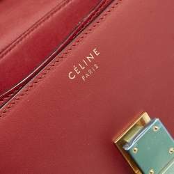 Celine Red Leather Small Classic Box Crossbody Bag