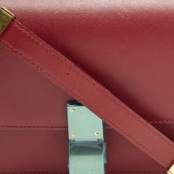 Celine Red Leather Small Classic Box Crossbody Bag