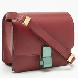 Celine Red Leather Small Classic Box Crossbody Bag