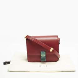 Celine Red Leather Small Classic Box Crossbody Bag