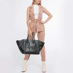 Pre Owned Celine Black Croc Embossed Leather Medium Phantom Luggage Tote