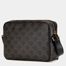 Celine Brown Triomphe Coated Canvas Logo Crossbody