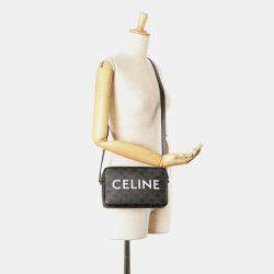 Celine Brown Triomphe Coated Canvas Logo Crossbody