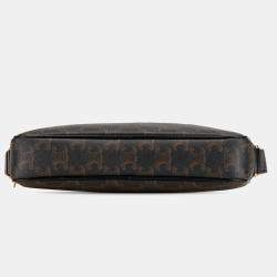 Celine Brown Triomphe Coated Canvas Logo Crossbody