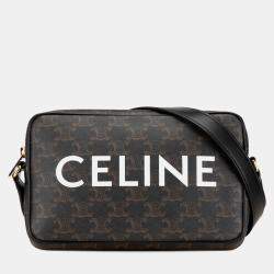 Celine Brown Triomphe Coated Canvas Logo Crossbody