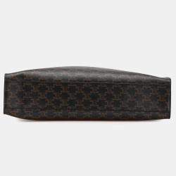 Celine Black Medium Triomphe Coated Canvas Cabas Horizontal Tote