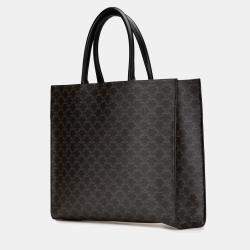 Celine Black Medium Triomphe Coated Canvas Cabas Horizontal Tote