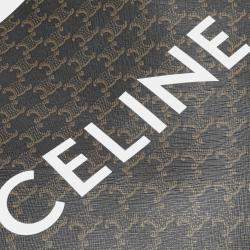Celine Black Medium Triomphe Coated Canvas Cabas Horizontal Tote