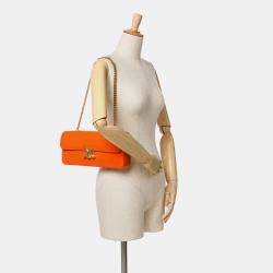 Celine Orange Triomphe Calfskin Cuir Chain Shoulder Bag