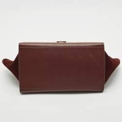 Celine Burgundy Leather and Suede Medium Trapeze Top Handle Bag
